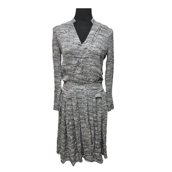 Tory Burch Long Sleeve Marbled Silk Dress - Picture 2 of 10